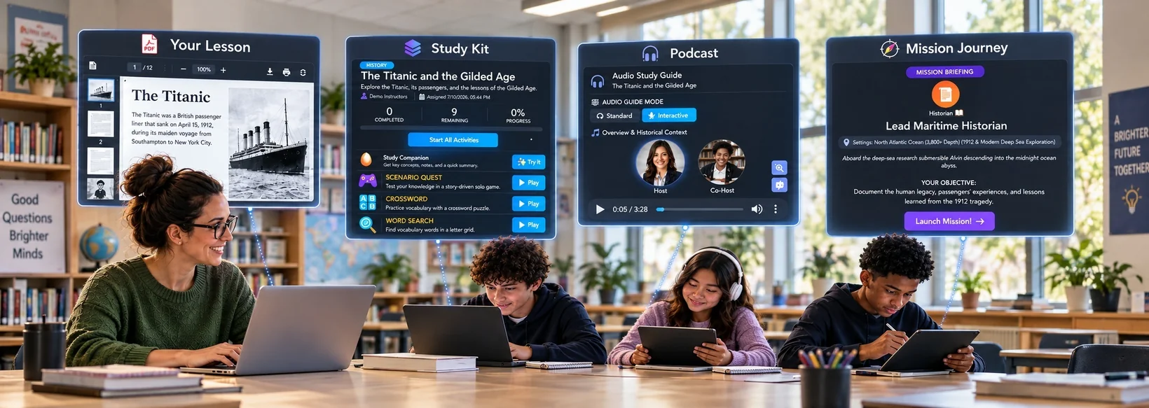 A teacher’s Titanic lesson turns into a study kit, a podcast and a mission journey that her students work through on their laptops and tablets